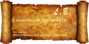 Lazarovics Balabán névjegykártya